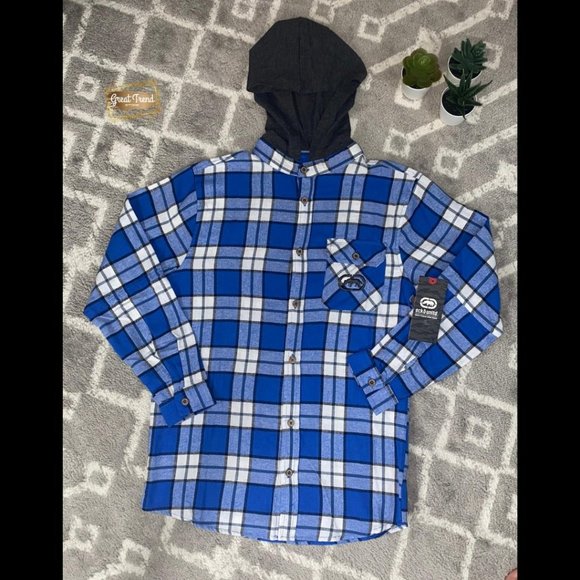 Ecko Unlimited Other - Ecko Unltd Big Boys Blue Long Sleeve Shirt Gray Hoodie